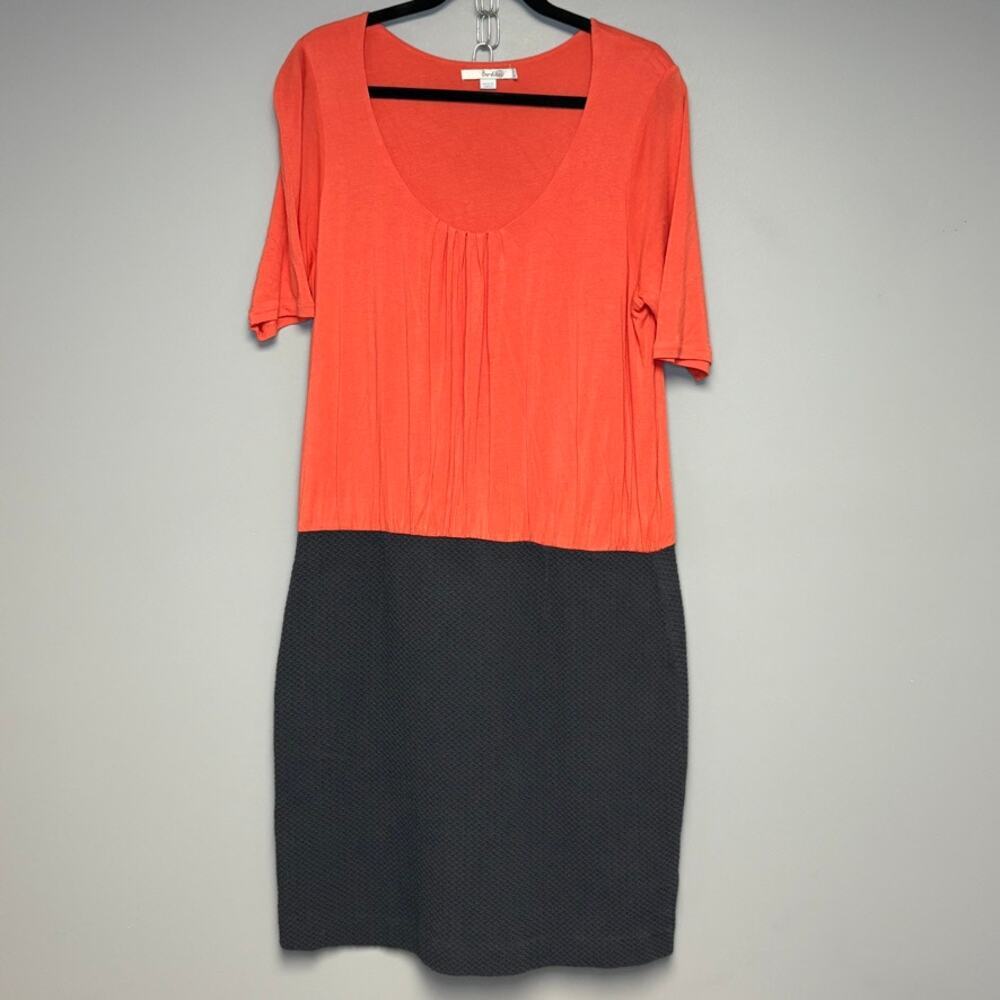 Boden Coral Salmon Navy Seersucker Drop Waist Nautical Dress Sz 14